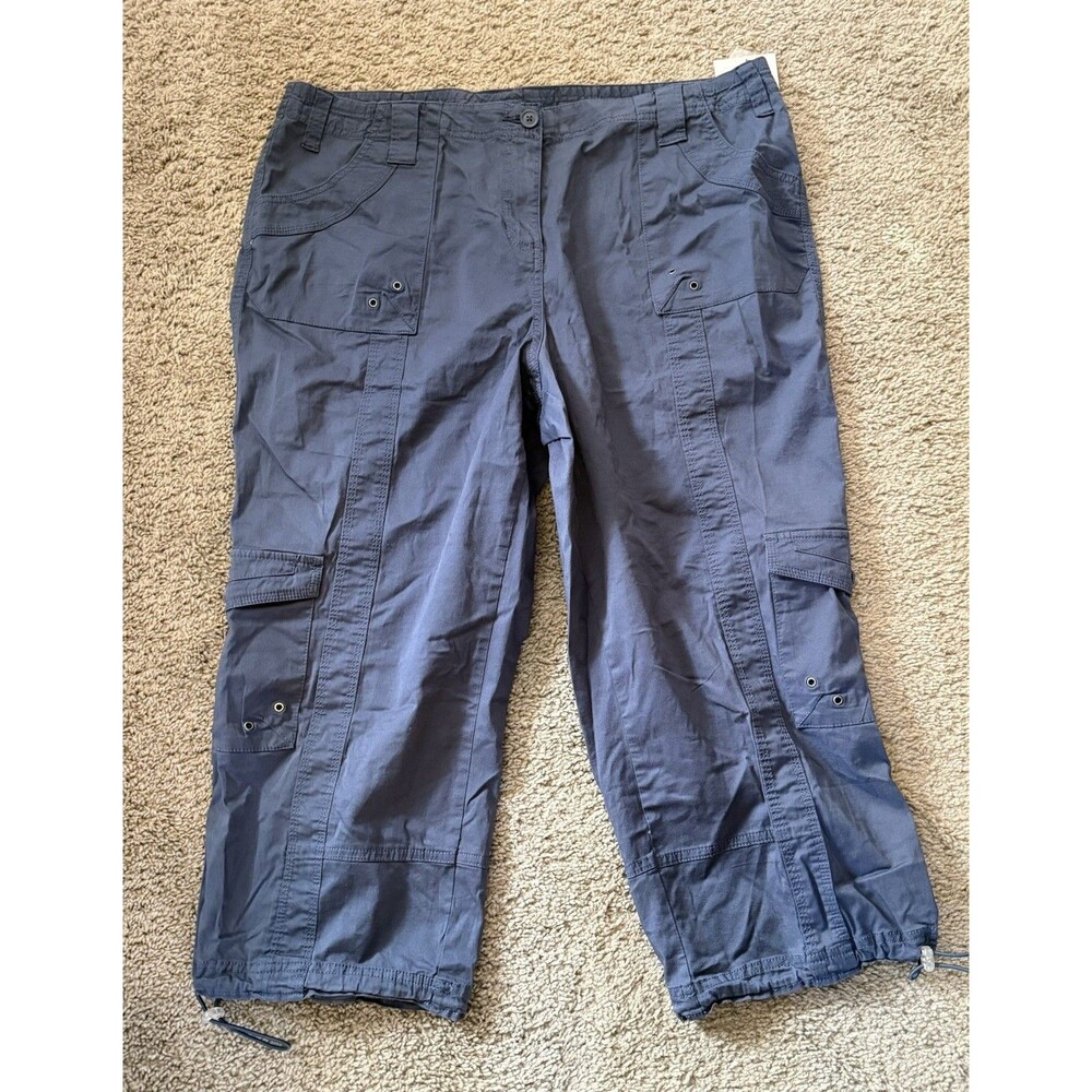 Style & Co Women's Plus Size 16W Cargo Capri Pants  Bungee Hem Blue NWT